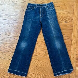Vintage Corniche Size 32 Wide Leg distressed Blue Denim Jeans